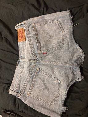 Levi's Light Blue High-Rise Cutoff Denim Shorts